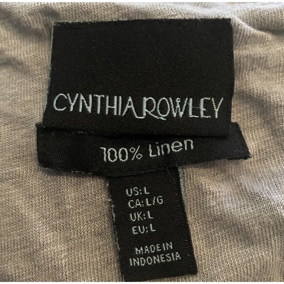 Cynthia Rowley Gray Linen Tie Waist Tank Dress Pockets Womens Size Large (638) - Picture 4 of 6